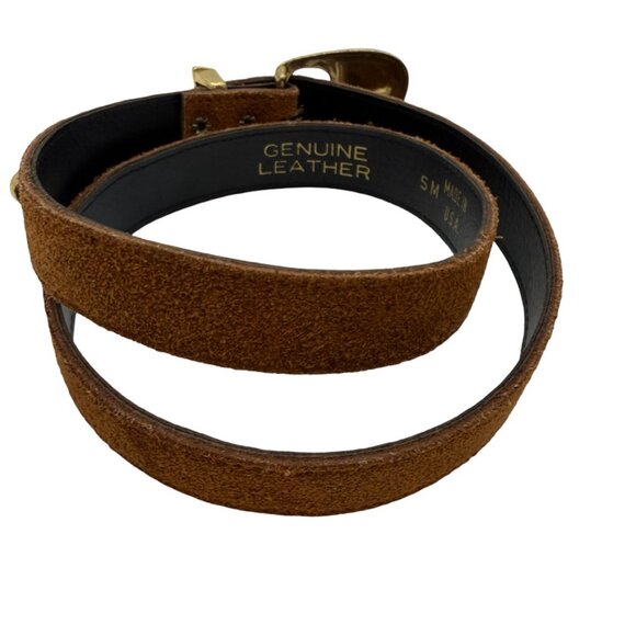 Vintage Brown Suede and Brass Buckle Belt Size Small main image 5